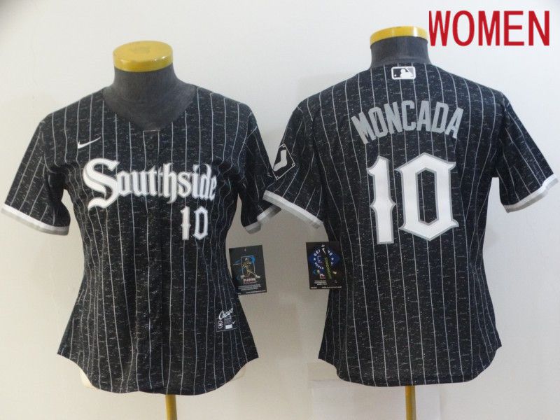 Women Chicago White Sox #10 Moncada City Edition Black Game Nike 2021 MLB Jerseys->los angeles angels->MLB Jersey